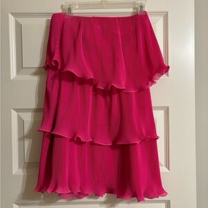 Strut and bolt pleated strapless HOT PINK dress
